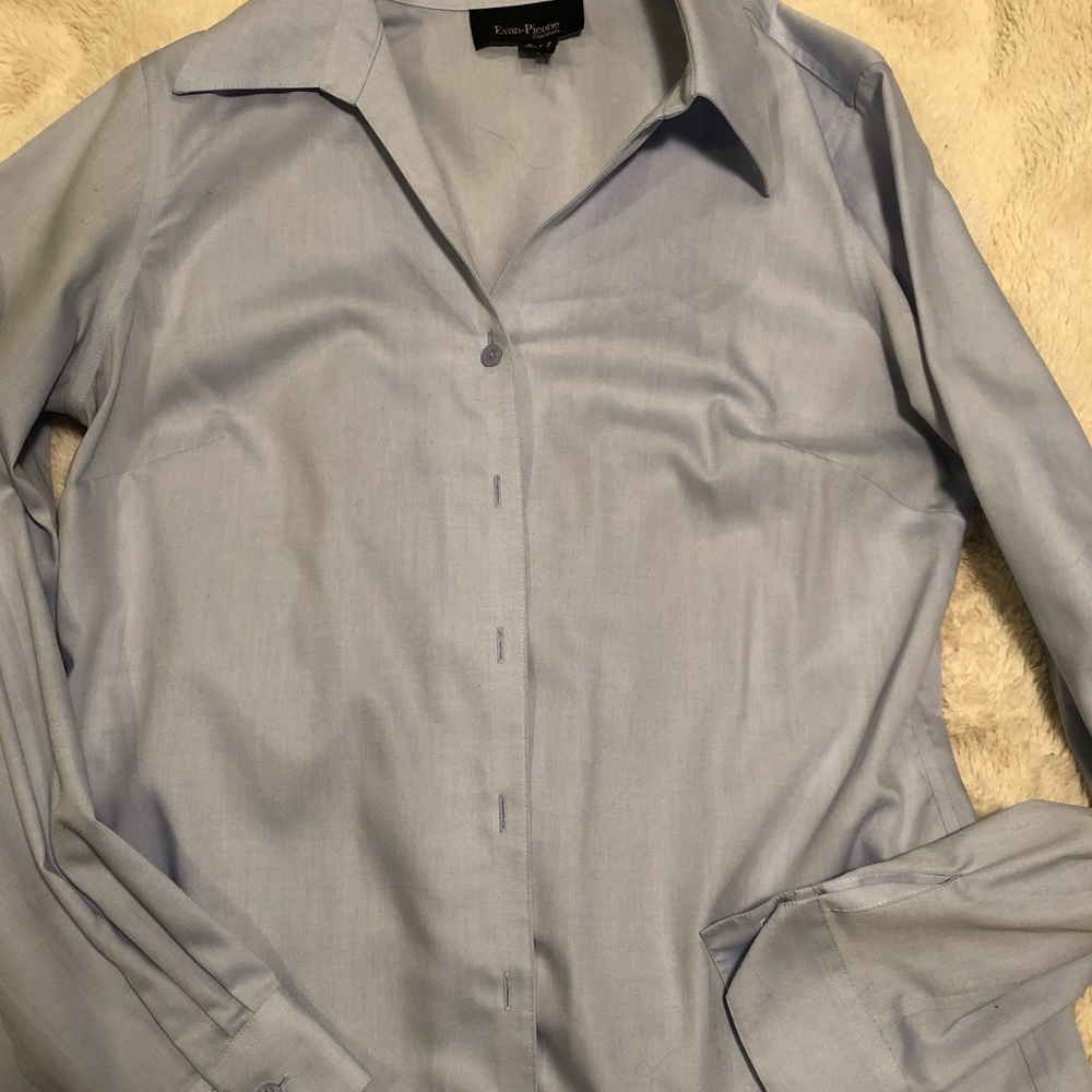 Classic Light Blue Button Down Blouse - image 1